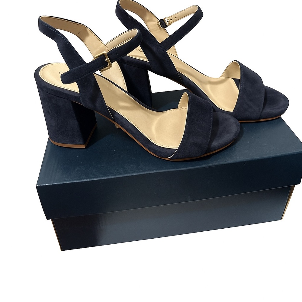 Cole Haan Blue Suede Block Heel Heels